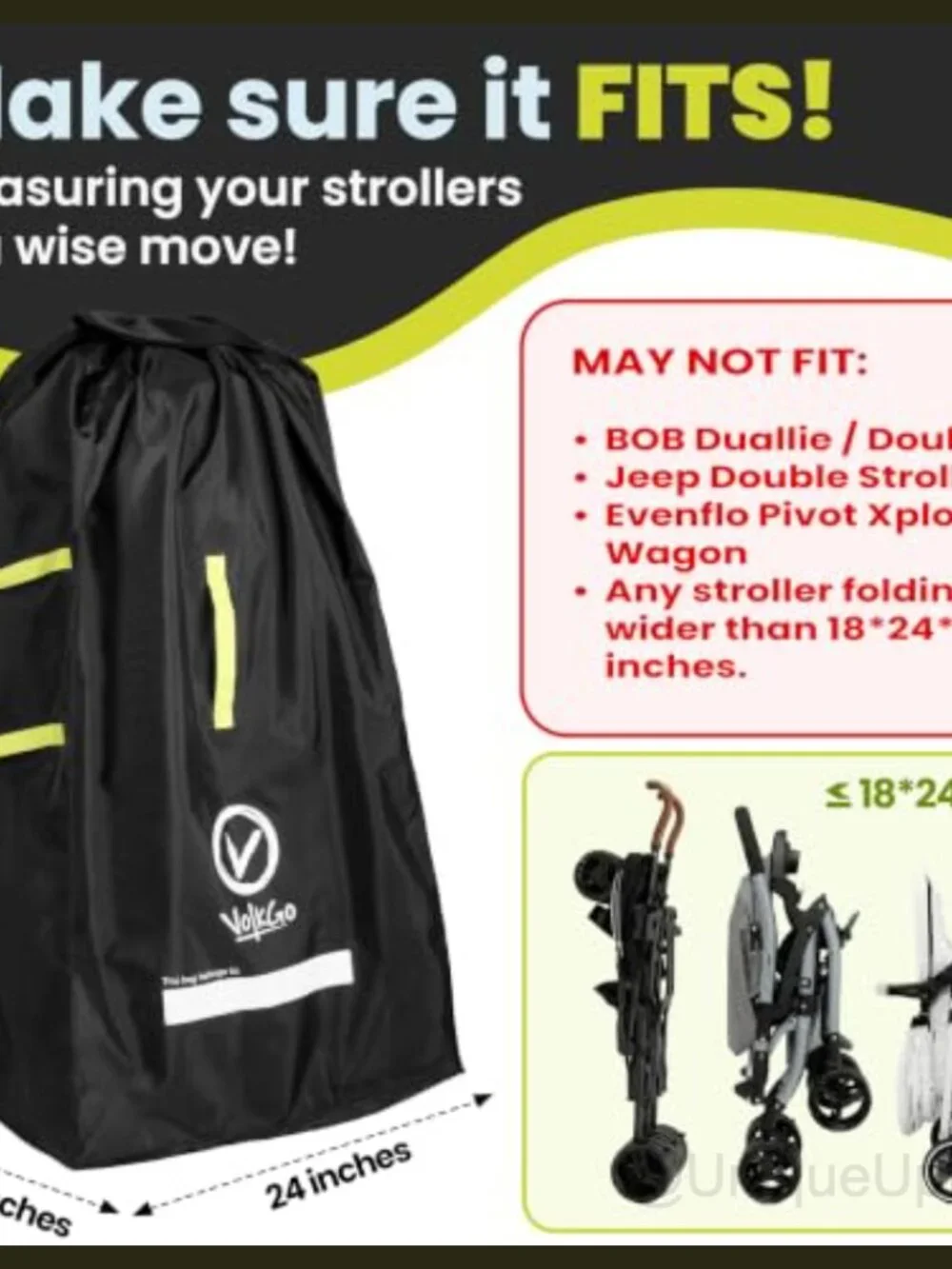 XL Stroller Travel Bag Backpack Straps Waterproof Cover 18x24x47